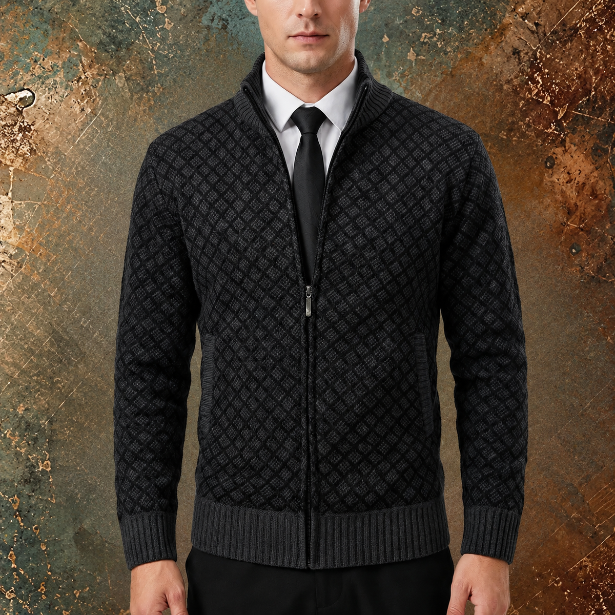 Owen | High Neck Zip Cardigan