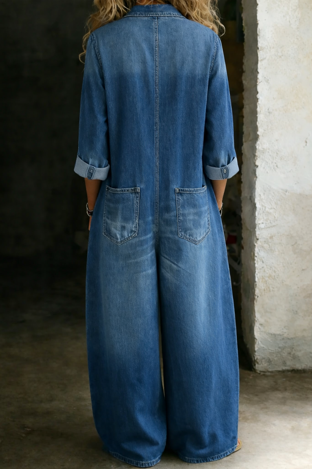 Monroe | Wide-Leg Utility Denim Jumpsuit
