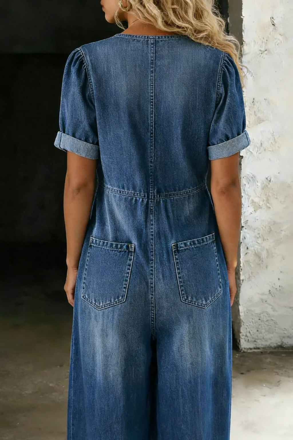 Solmira | Tie Front Denim Jumpsuit