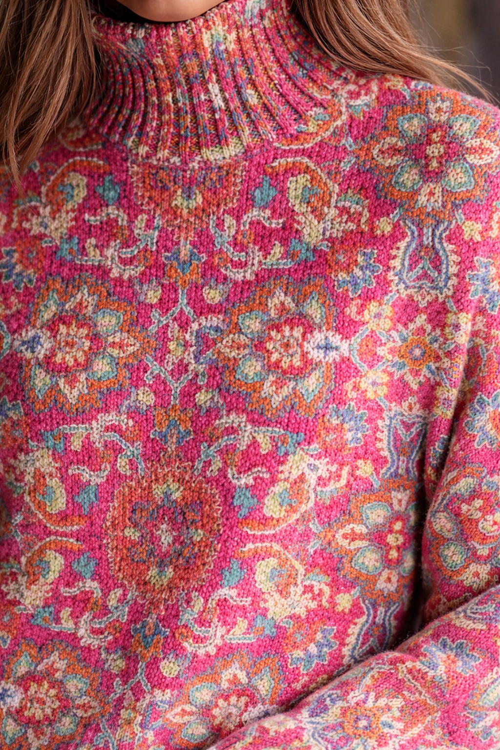 Martha | Retro Floral Turtleneck