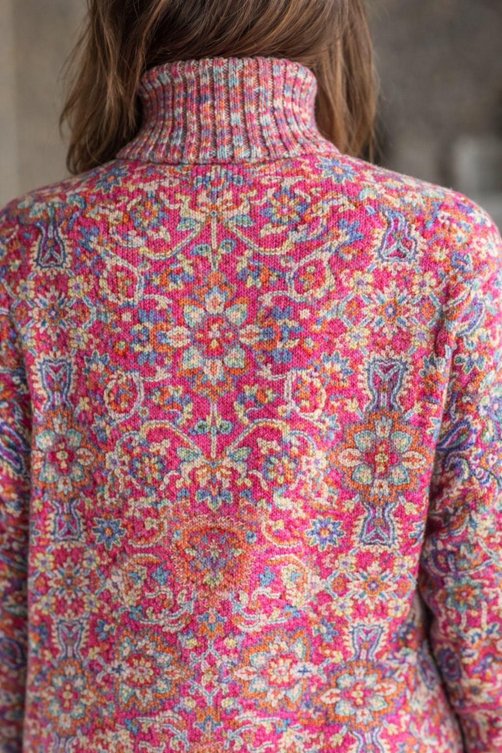 Martha | Retro Floral Turtleneck