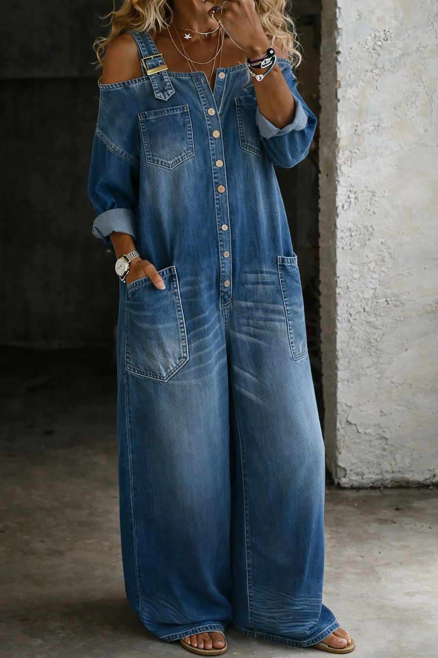 Hadley | Wide Leg Denim Jumpsuit