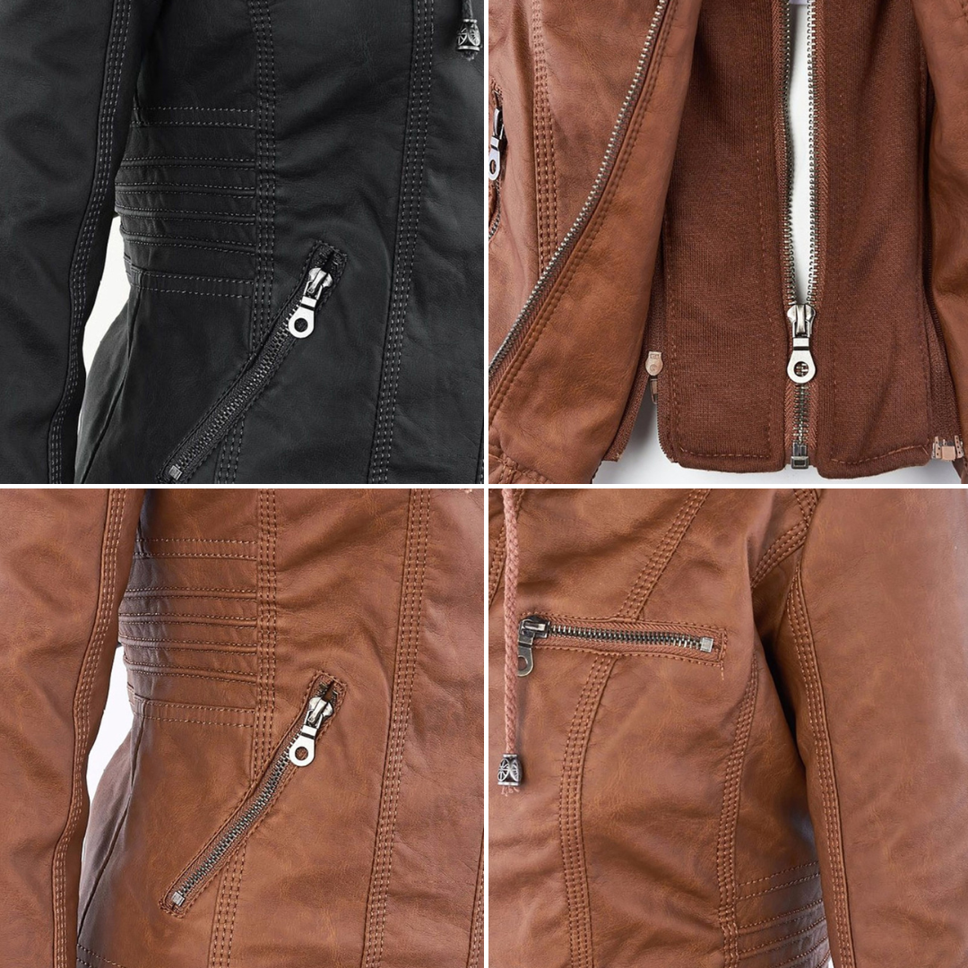 Cosima | Hooded Zip Up Moto Jacket