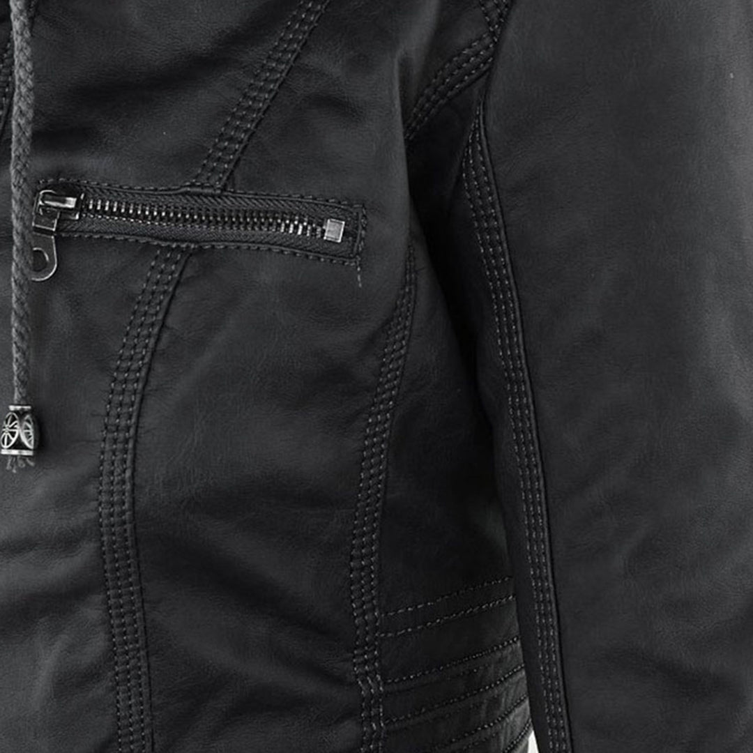Cosima | Hooded Zip Up Moto Jacket