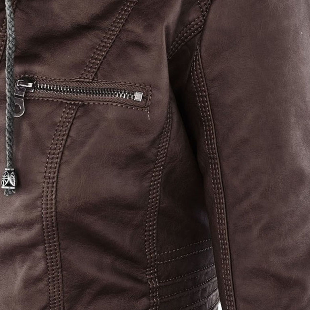 Cosima | Hooded Zip Up Moto Jacket