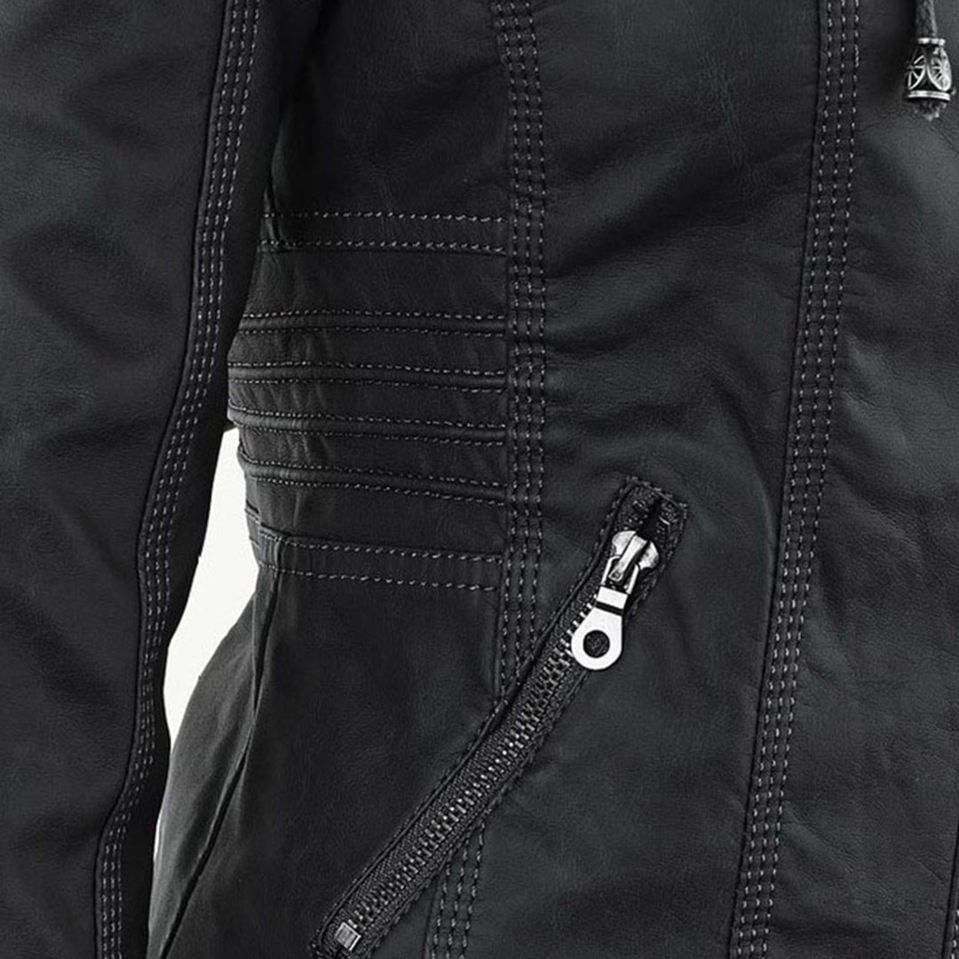 Cosima | Hooded Zip Up Moto Jacket