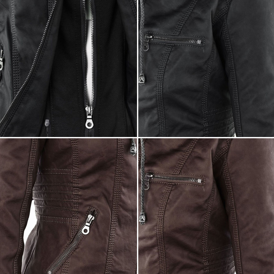 Cosima | Hooded Zip Up Moto Jacket