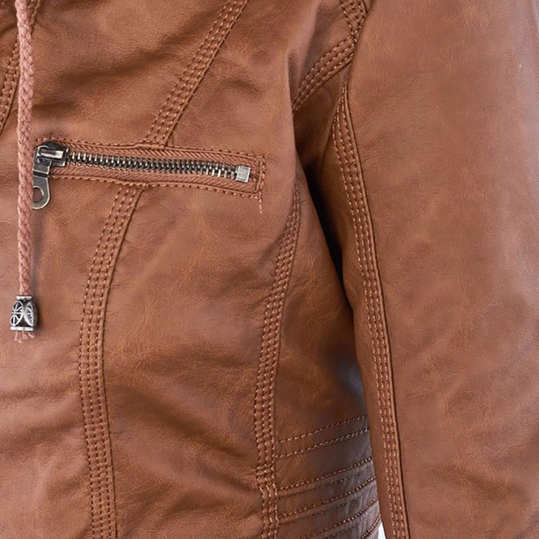 Cosima | Hooded Zip Up Moto Jacket
