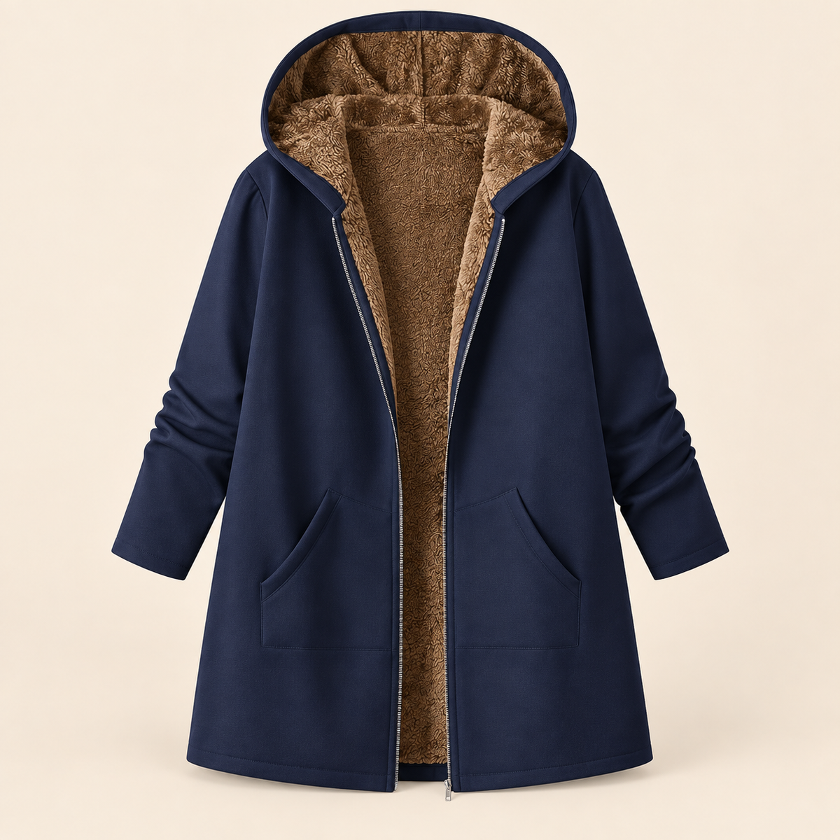 Evelyn | Cozy Sherpa Lined Hooded Coat