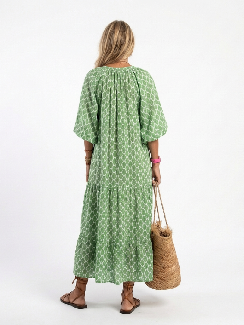 Apolline | V-Neck Patterned Midi Dress