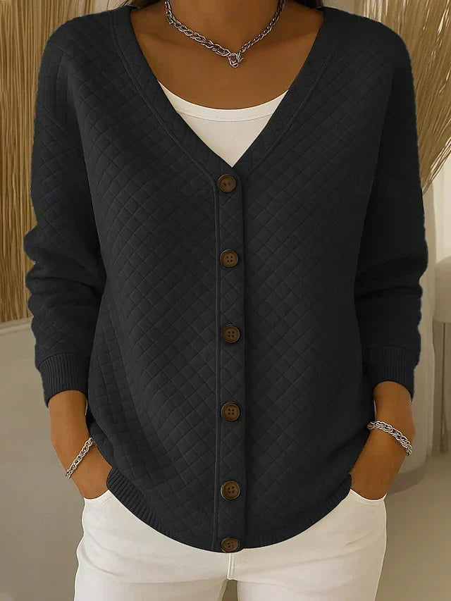 Severina | Quilted Knit Cardigan with Buttons