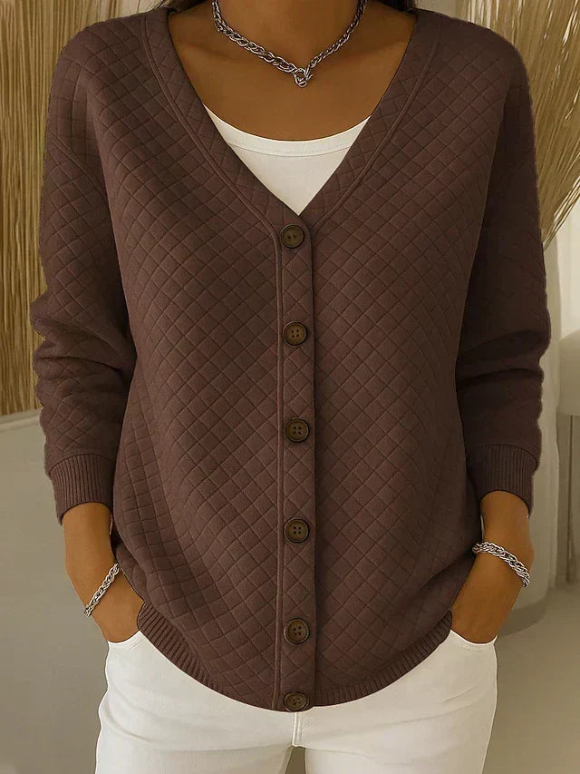 Severina | Quilted Knit Cardigan with Buttons