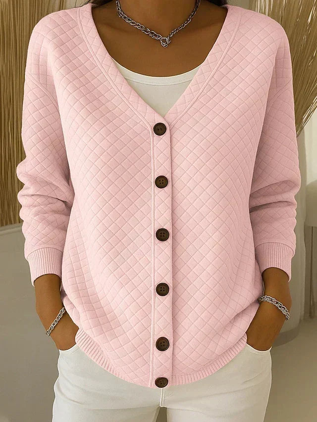 Severina | Quilted Knit Cardigan with Buttons