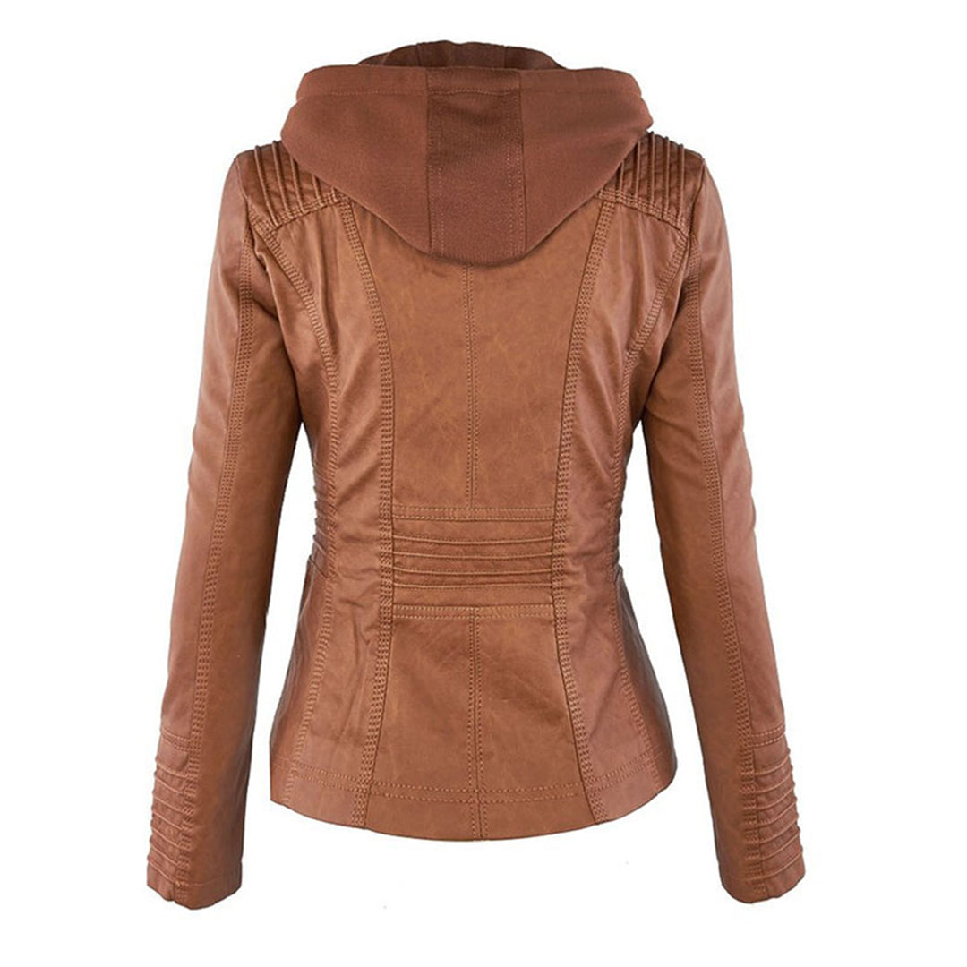 Cosima | Hooded Zip Up Moto Jacket