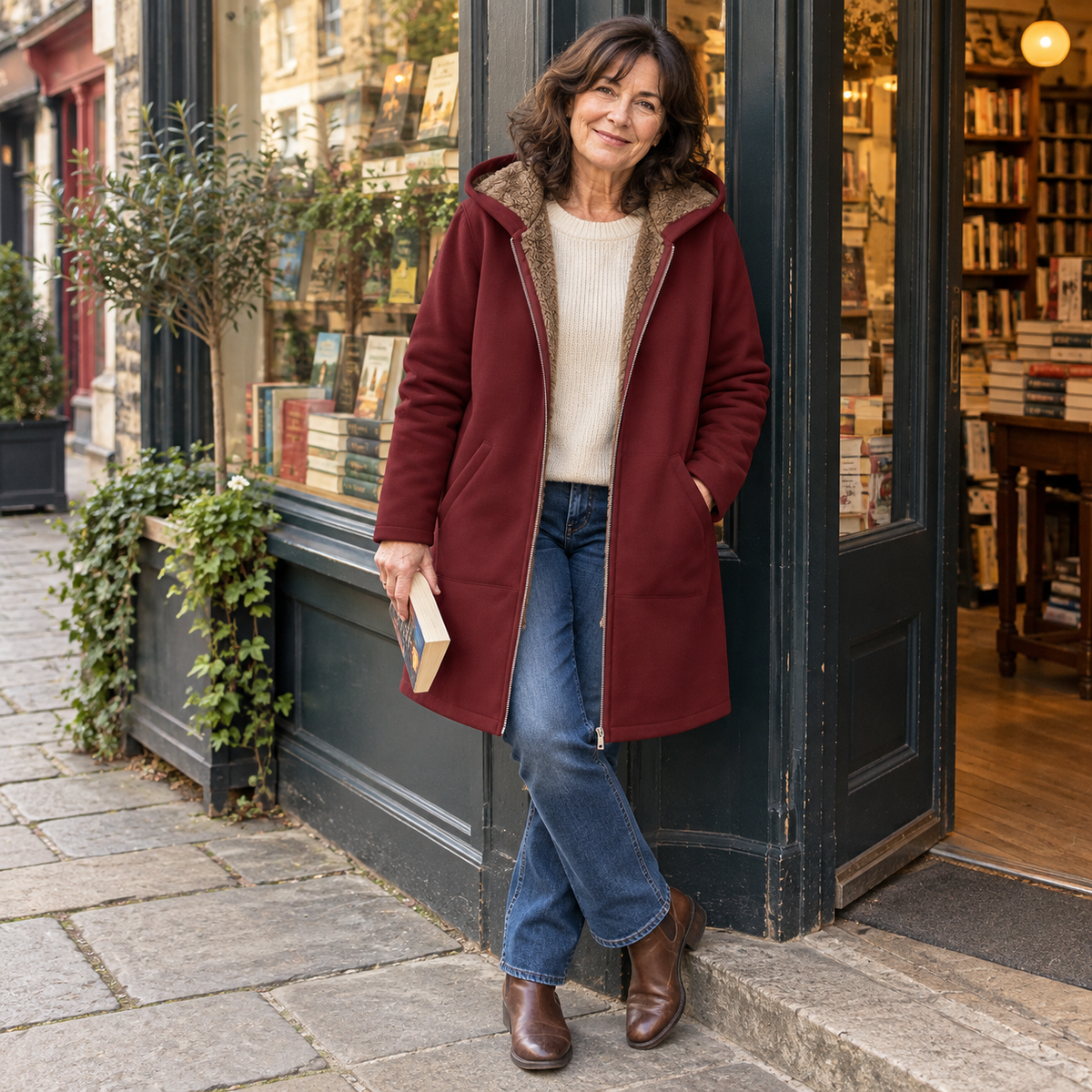 Evelyn | Cozy Sherpa Lined Hooded Coat