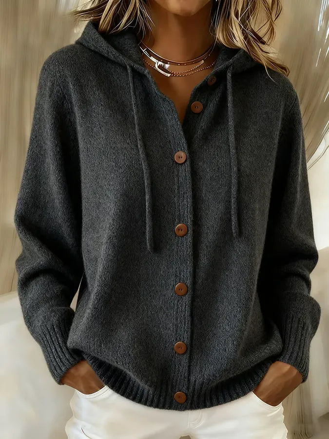 Ortensina | Hooded Knit Cardigan with Buttons