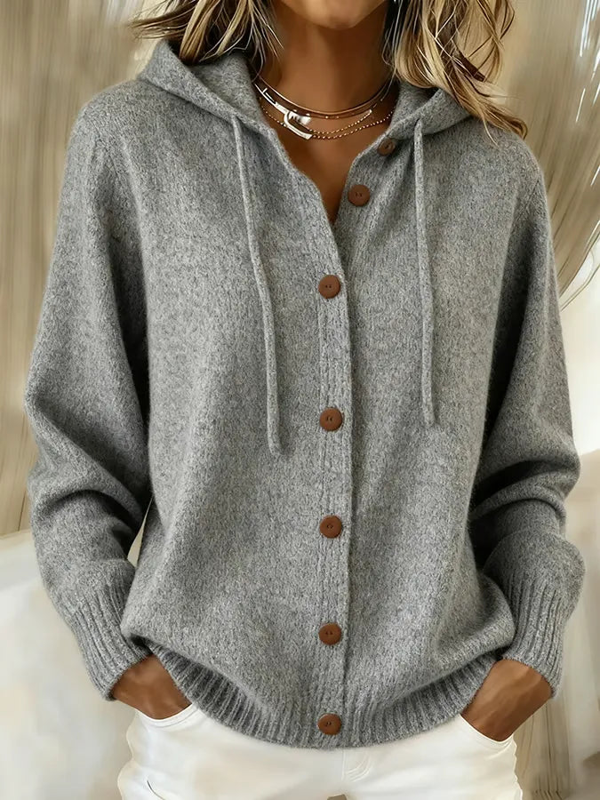 Ortensina | Hooded Knit Cardigan with Buttons