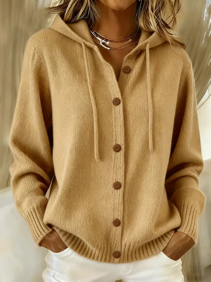 Ortensina | Hooded Knit Cardigan with Buttons