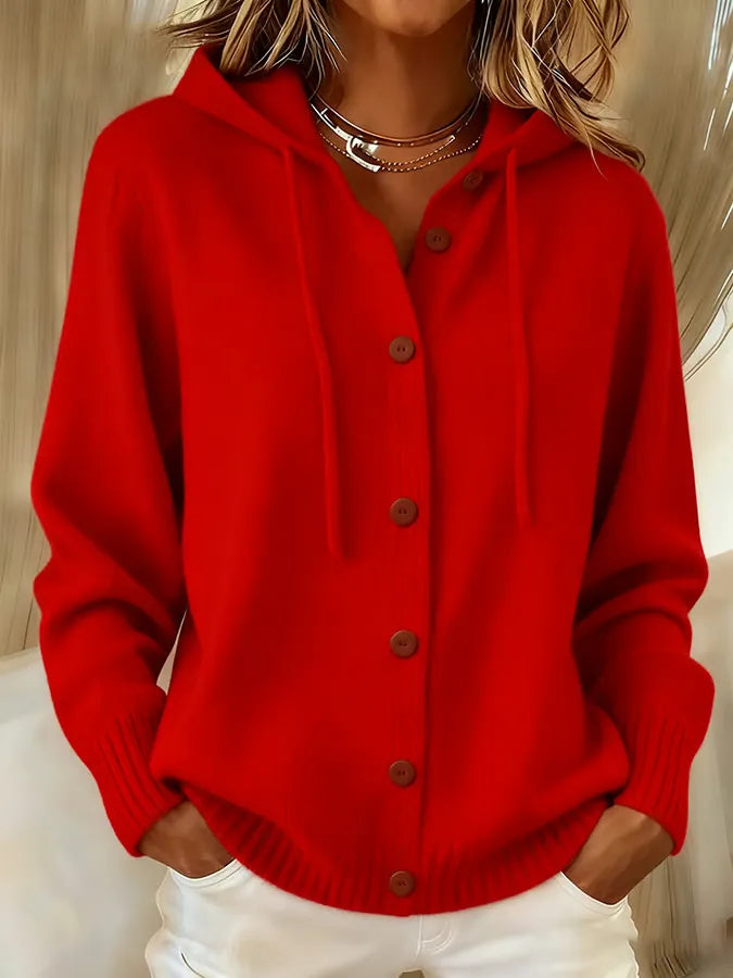 Ortensina | Hooded Knit Cardigan with Buttons