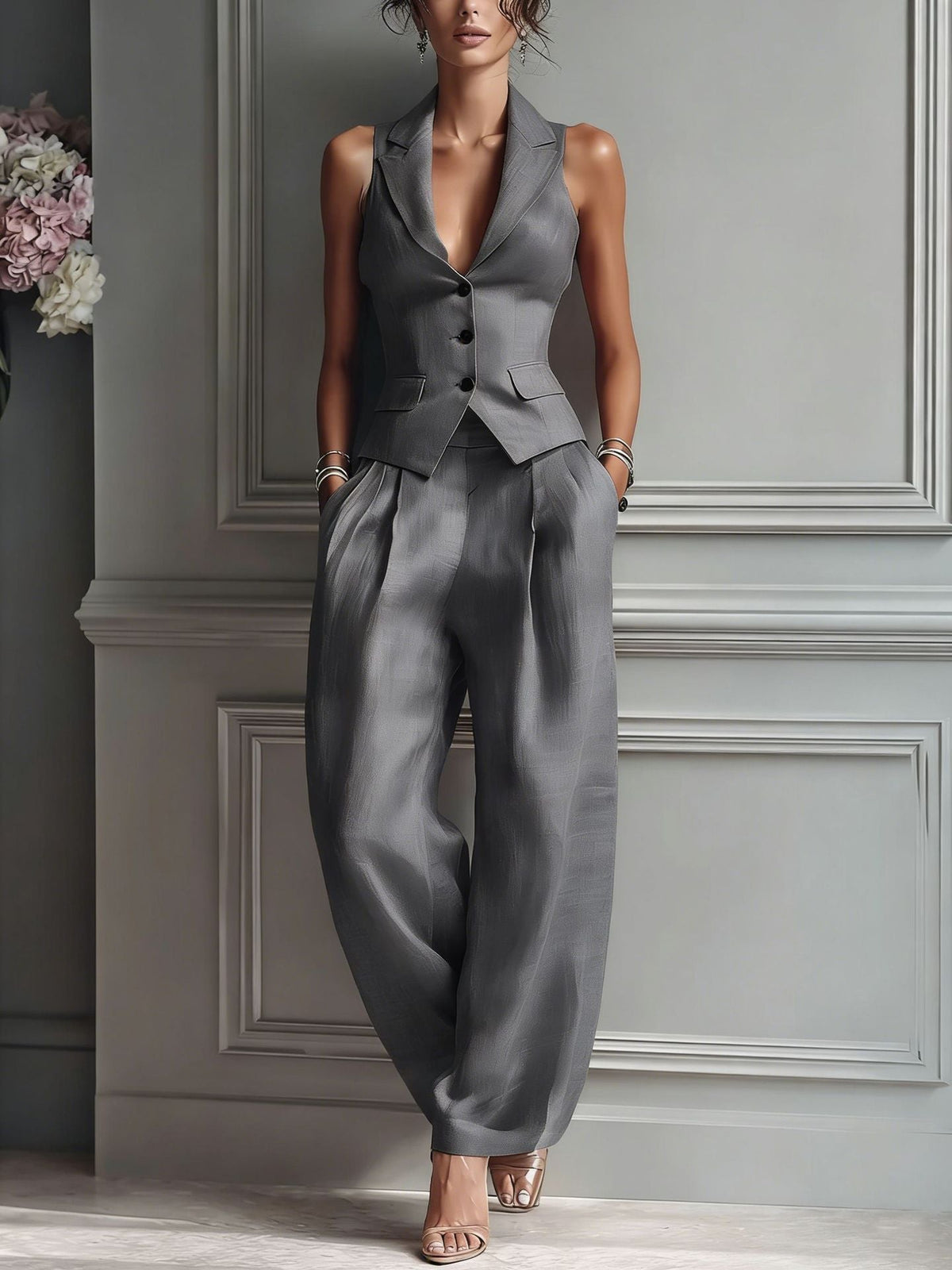 Paloma | V Neck Button Set