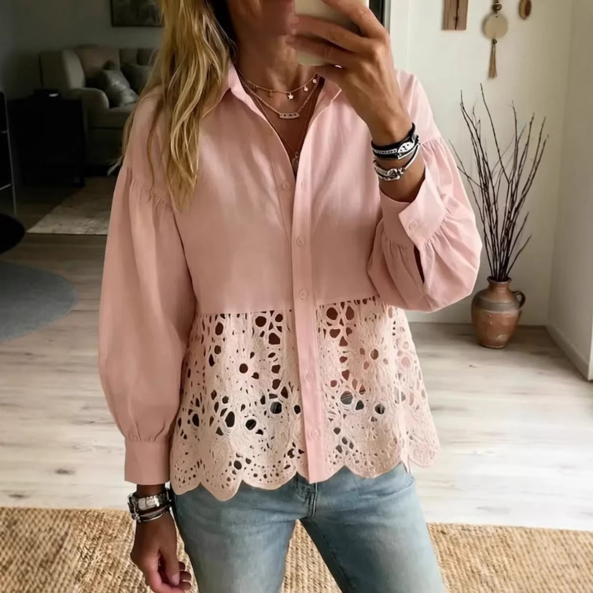 Delphine | Lace Hem Blouse