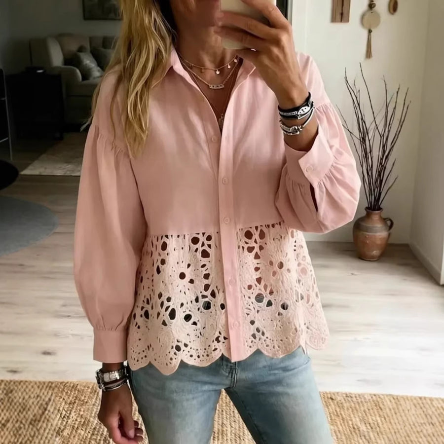 Delphine | Lace Hem Blouse
