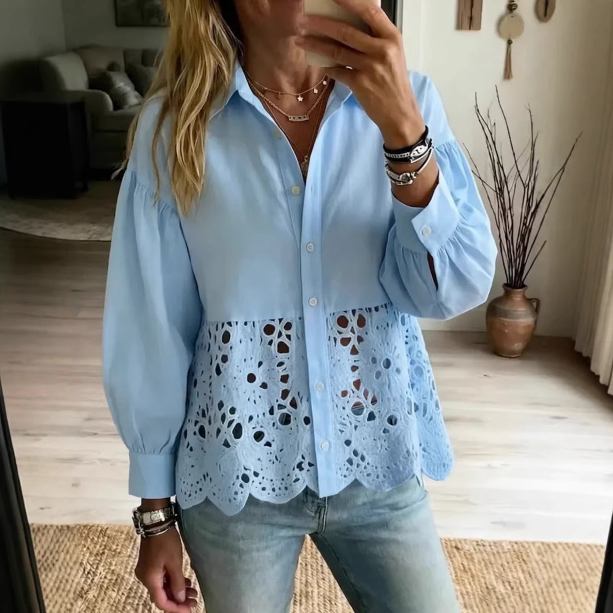 Delphine | Lace Hem Blouse