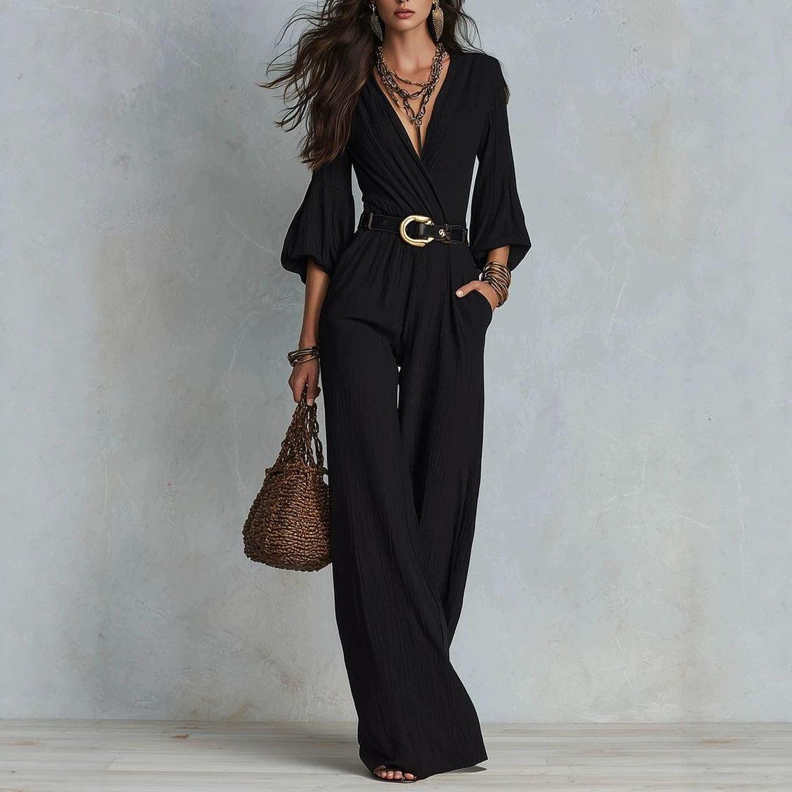 Colette | Belted Wide Leg Jumpsuit