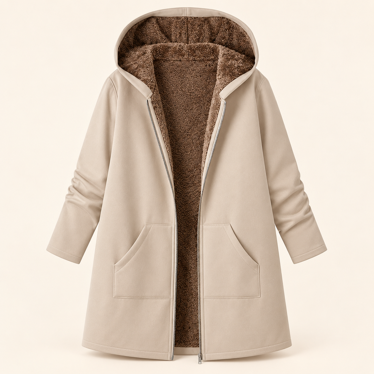 Evelyn | Cozy Sherpa Lined Hooded Coat