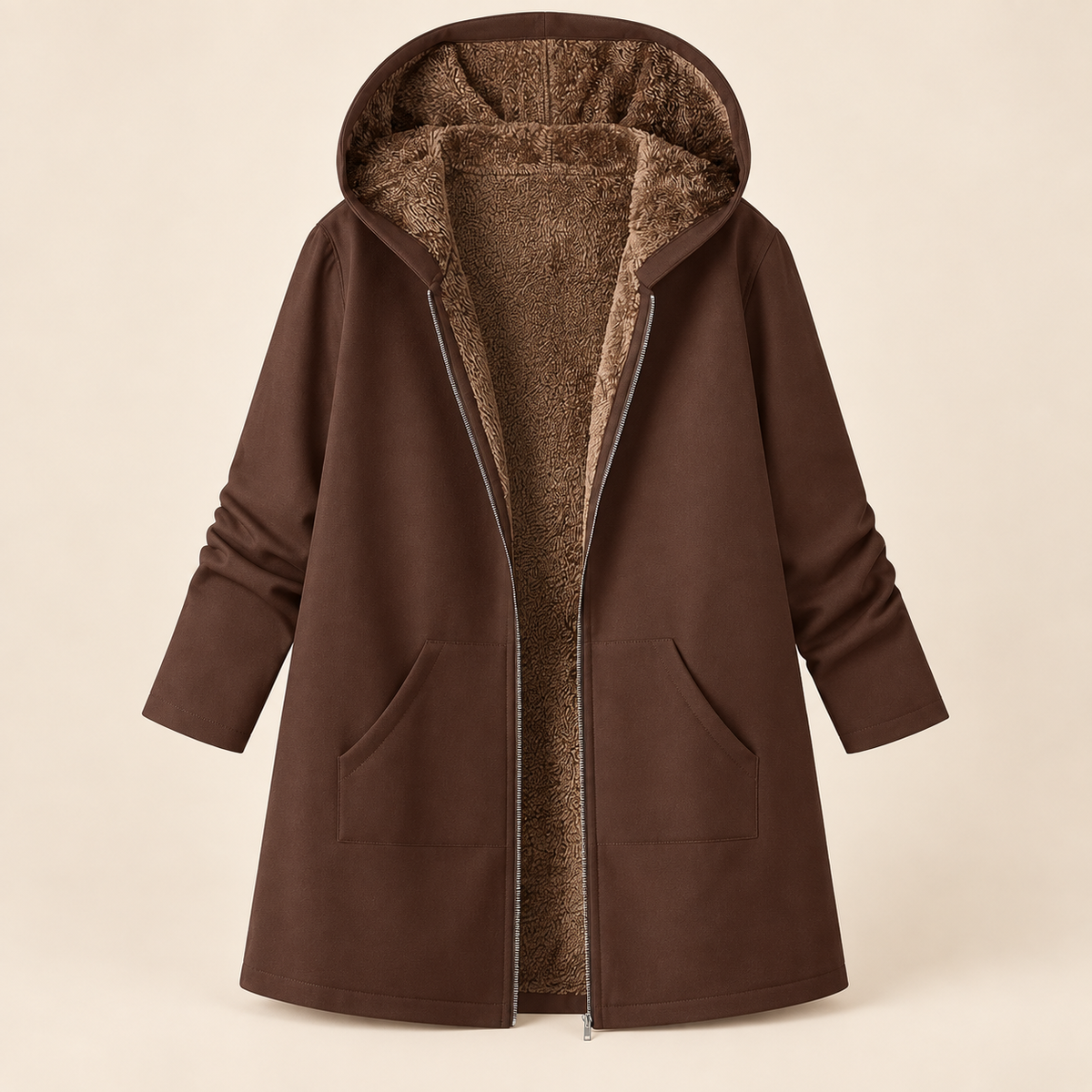 Evelyn | Cozy Sherpa Lined Hooded Coat