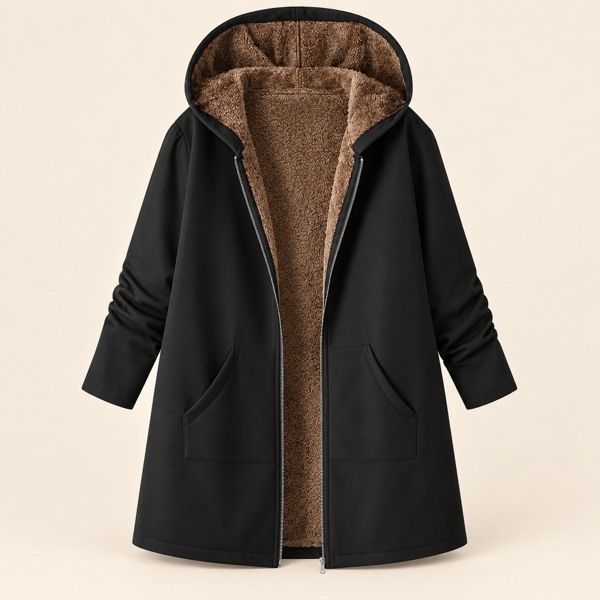Evelyn | Cozy Sherpa Lined Hooded Coat