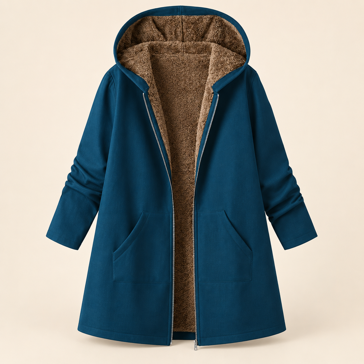 Evelyn | Cozy Sherpa Lined Hooded Coat
