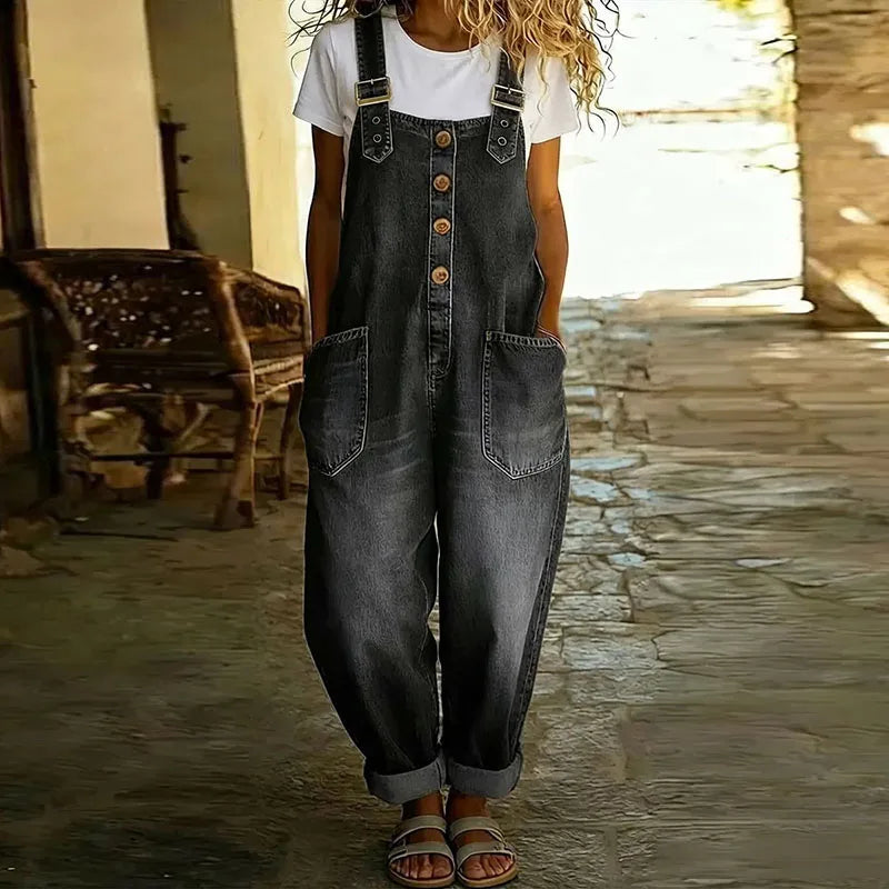 Elowen | Button Front Denim Overalls