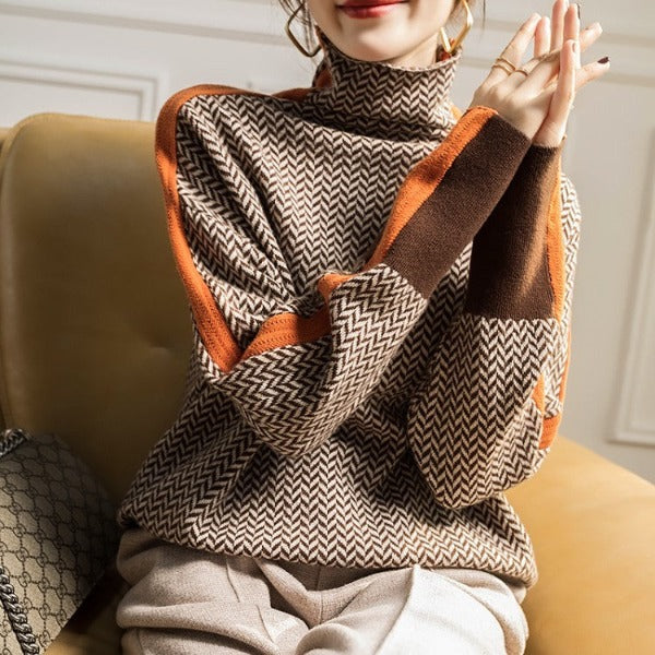 Bianca | Herringbone Luxe Turtleneck