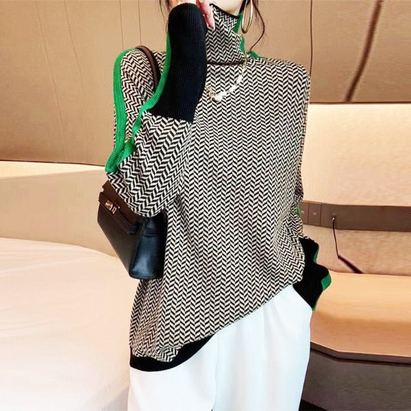 Bianca | Herringbone Luxe Turtleneck
