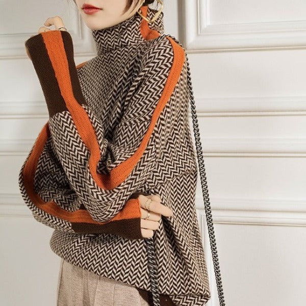 Bianca | Herringbone Luxe Turtleneck