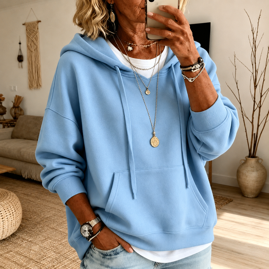 Ines | Sky Blue Hooded Poncho