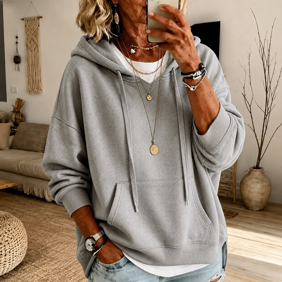 Elaijah | Light Grey Poncho Sweater