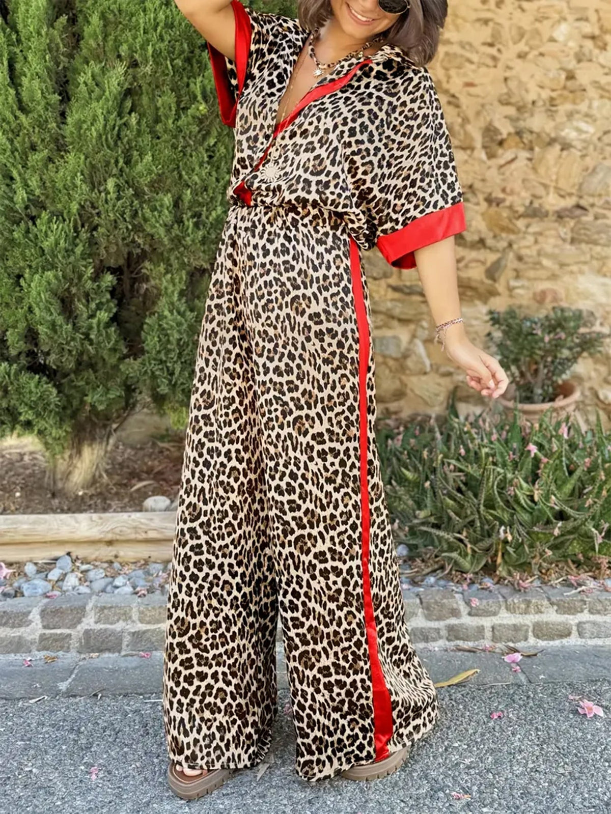 Maria™ | Fluid Leopard Print Wide Ensemble