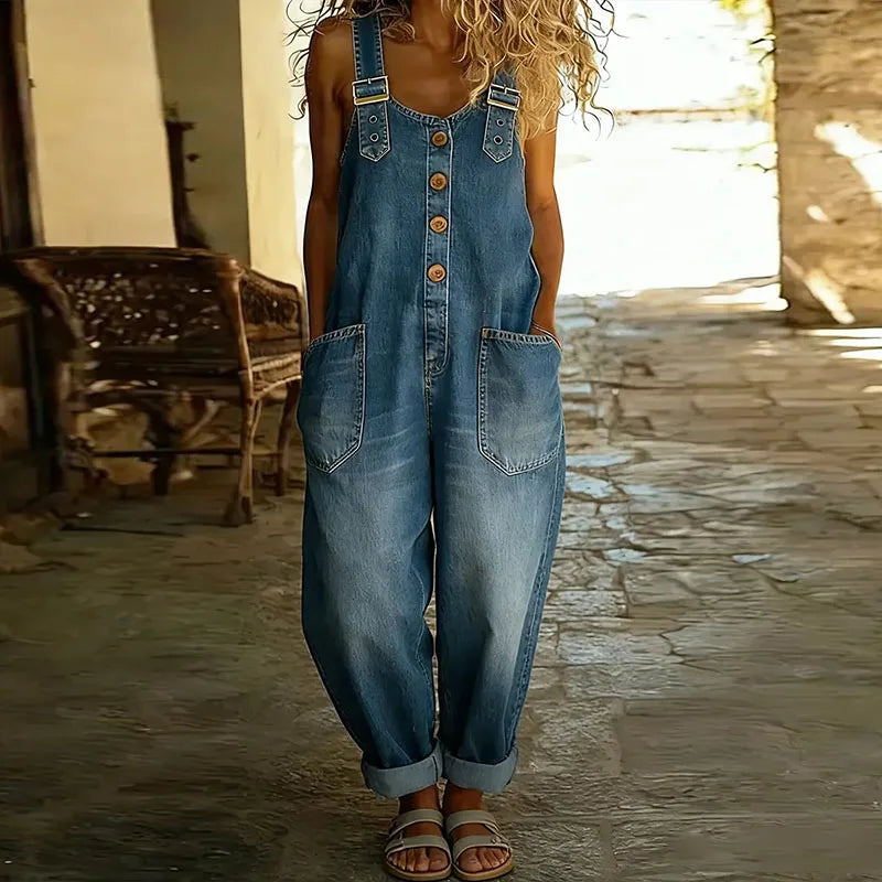 Elowen | Button Front Denim Overalls