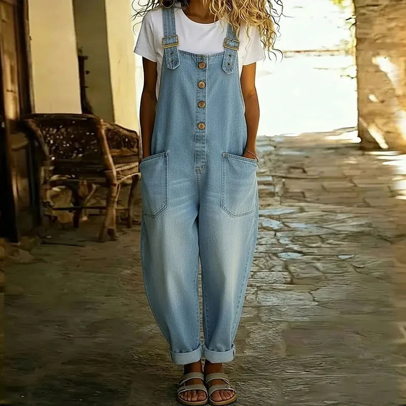Elowen | Button Front Denim Overalls