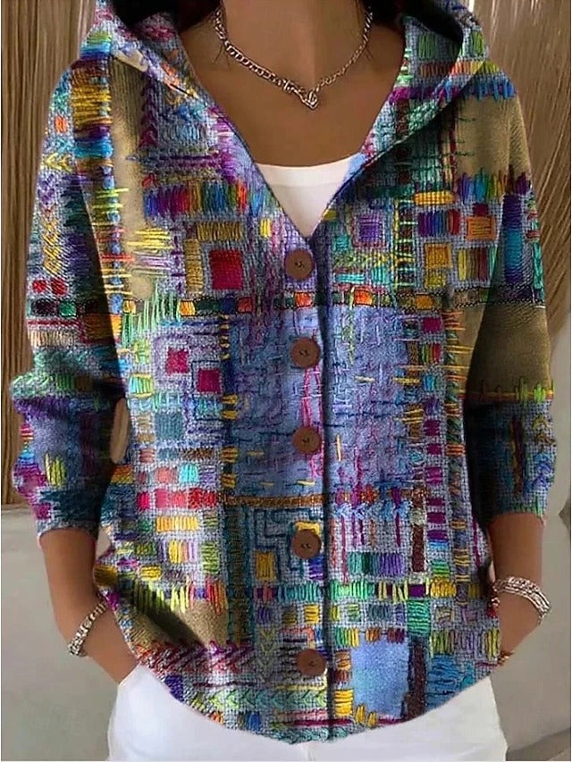 Morgana | Printed Hooded Knit Cardigan