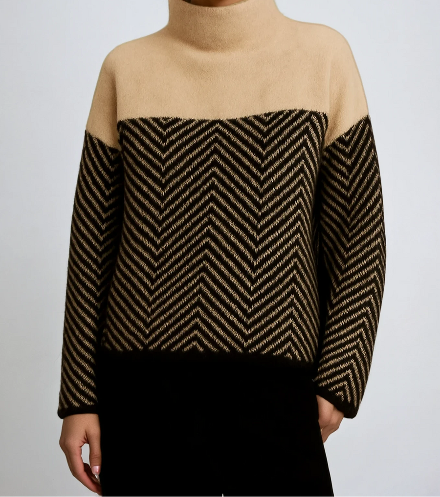 Halle | Chevron Funnel Neck Sweater