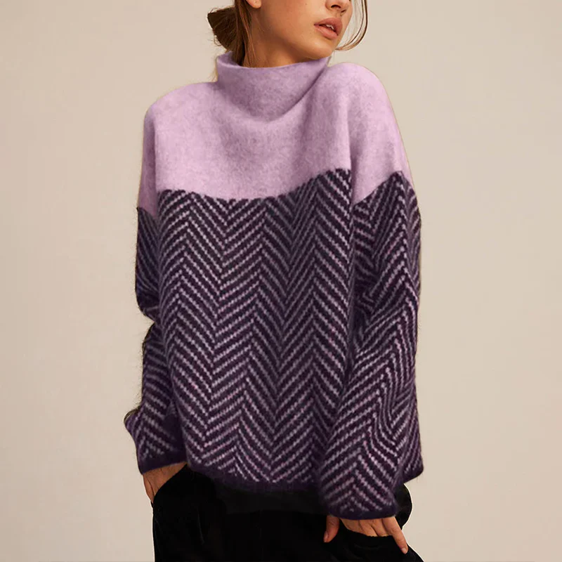 Halle | Chevron Funnel Neck Sweater
