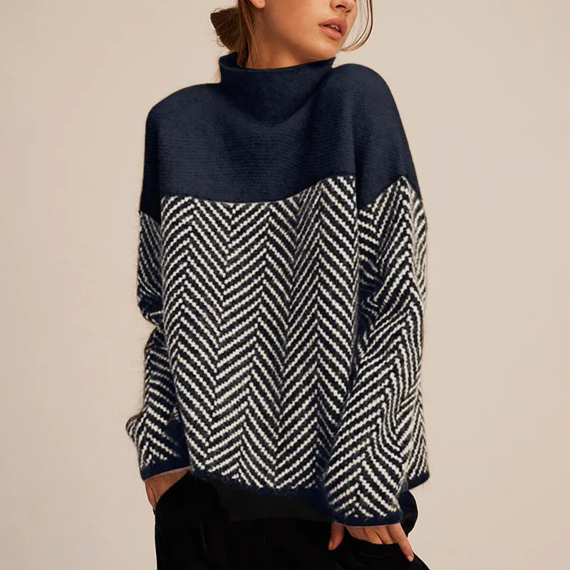 Halle | Chevron Funnel Neck Sweater