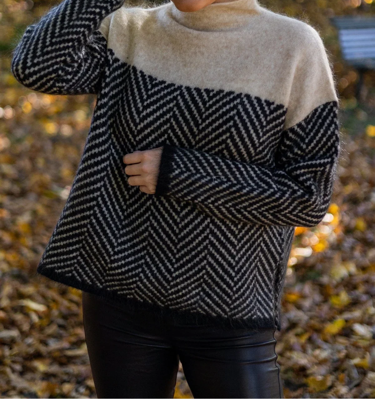 Halle | Chevron Funnel Neck Sweater
