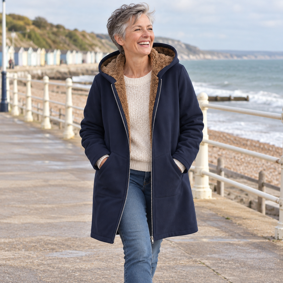 Evelyn | Cozy Sherpa Lined Hooded Coat