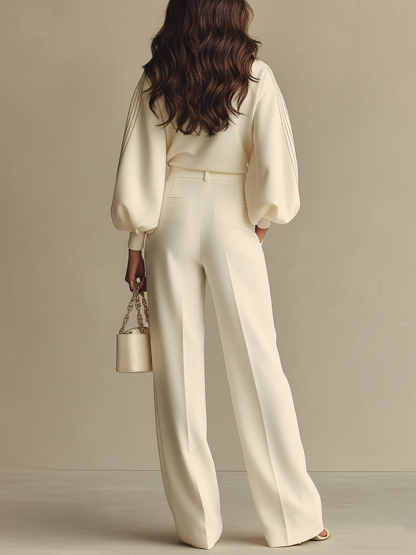 Hannah | Ribbed Set With Wide Pants