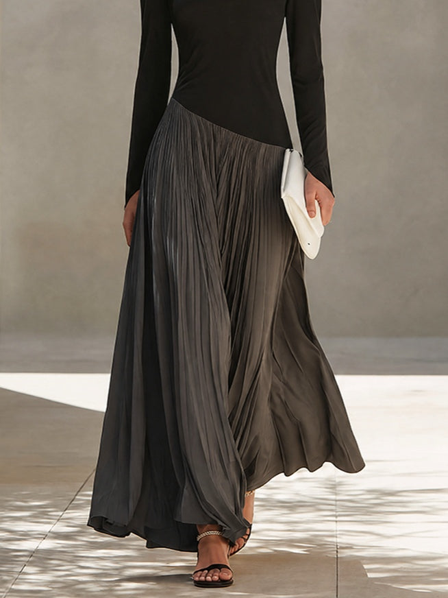 Fabiola | Pleated Draped-Neck Maxi Dress
