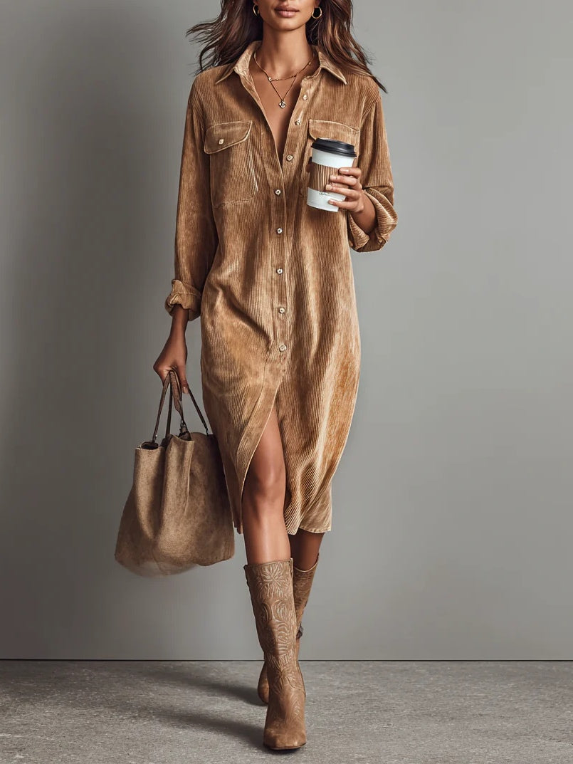 Averlina | Ribbed Midi Dress With Pockets